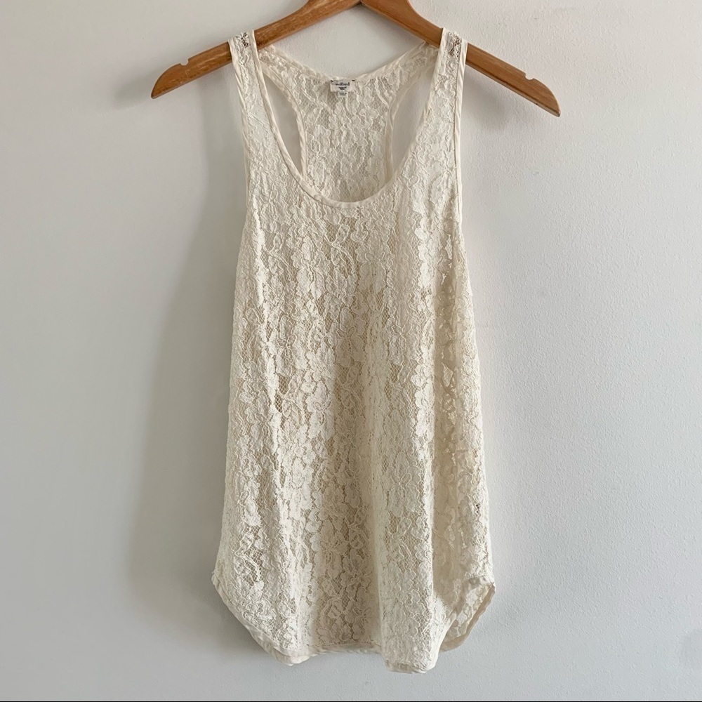 Wilfred Aritzia Madeline Floral Crochet Lace Racerback Tank Top - Picture 3 of 11